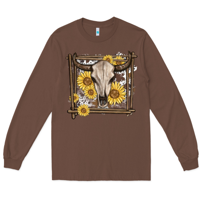 Western Bull Skull Long Sleeve Tee by MaliasSmallBusiness | Teevron