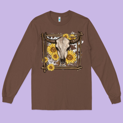 Long Sleeve Tee western bull skull