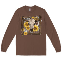 Chestnut western bull skull Long Sleeve Tee - MaliasSmallBusiness