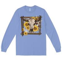 Colony Blue western bull skull Long Sleeve Tee - MaliasSmallBusiness