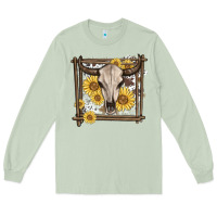 Matcha western bull skull Long Sleeve Tee - MaliasSmallBusiness