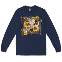 Navy western bull skull Long Sleeve Tee - MaliasSmallBusiness
