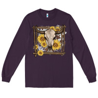 Plum western bull skull Long Sleeve Tee - MaliasSmallBusiness