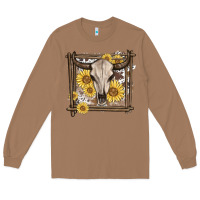 Toasted Coconut western bull skull Long Sleeve Tee - MaliasSmallBusiness