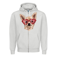Dove Grey chihuahua dog with love glasses Zipper Hoodie - RanaPortraitStore