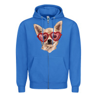 True Royal chihuahua dog with love glasses Zipper Hoodie - RanaPortraitStore