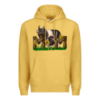 Antique Gold Western Mom With Hampshire Pig And Baby Pig Premium Hoodie - LillyAllenDesigns