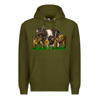 Army Green Western Mom With Hampshire Pig And Baby Pig Premium Hoodie - LillyAllenDesigns