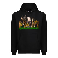 Black Western Mom With Hampshire Pig And Baby Pig Premium Hoodie - LillyAllenDesigns