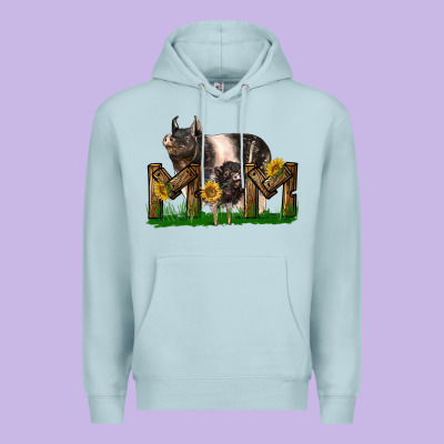 Western Mom With Hampshire Pig And Baby Pig Premium Hoodie Designed By Lillyallendesigns
