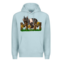 Blue Mist Western Mom With Hampshire Pig And Baby Pig Premium Hoodie - LillyAllenDesigns