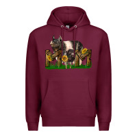 Burgundy Western Mom With Hampshire Pig And Baby Pig Premium Hoodie - LillyAllenDesigns