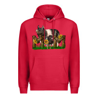 Cardinal Western Mom With Hampshire Pig And Baby Pig Premium Hoodie - LillyAllenDesigns