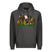 Charcoal Heather Western Mom With Hampshire Pig And Baby Pig Premium Hoodie - LillyAllenDesigns