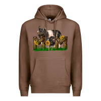 Chestnut Western Mom With Hampshire Pig And Baby Pig Premium Hoodie - LillyAllenDesigns