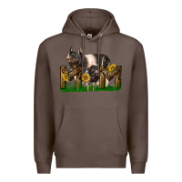 Coffee Western Mom With Hampshire Pig And Baby Pig Premium Hoodie - LillyAllenDesigns