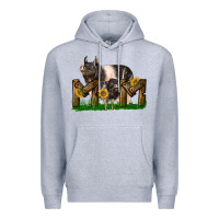 Heather Grey Western Mom With Hampshire Pig And Baby Pig Premium Hoodie - LillyAllenDesigns