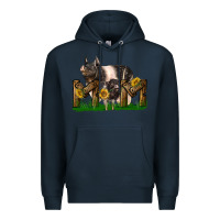 Navy Western Mom With Hampshire Pig And Baby Pig Premium Hoodie - LillyAllenDesigns