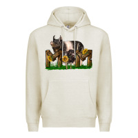 Oatmeal Heather Western Mom With Hampshire Pig And Baby Pig Premium Hoodie - LillyAllenDesigns