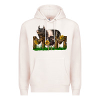 Pale Pink Western Mom With Hampshire Pig And Baby Pig Premium Hoodie - LillyAllenDesigns