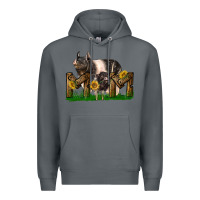 Rock Western Mom With Hampshire Pig And Baby Pig Premium Hoodie - LillyAllenDesigns