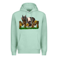 Seafoam Western Mom With Hampshire Pig And Baby Pig Premium Hoodie - LillyAllenDesigns