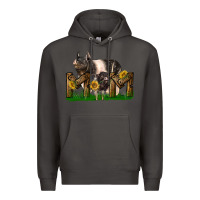 Smoke Western Mom With Hampshire Pig And Baby Pig Premium Hoodie - LillyAllenDesigns