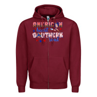 Burgundy American heart southern soul Zipper Hoodie - texasbilliewilder