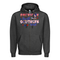 Charcoal Heather American heart southern soul Zipper Hoodie - texasbilliewilder