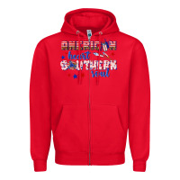 Red American heart southern soul Zipper Hoodie - texasbilliewilder