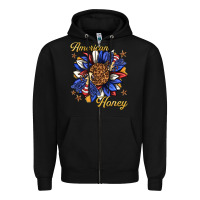 Black American honey with bee Zipper Hoodie - texasbilliewilder