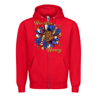 Red American honey with bee Zipper Hoodie - texasbilliewilder