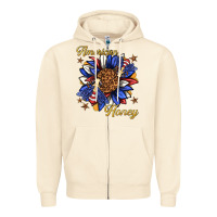 Sandshell American honey with bee Zipper Hoodie - texasbilliewilder