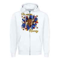 White American honey with bee Zipper Hoodie - texasbilliewilder