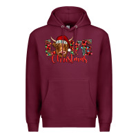 Burgundy love christmas highland cow and turquoise gemstone Premium Hoodie - Jasminsmagicworld