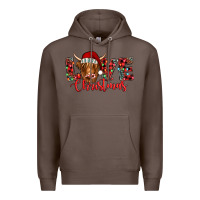 Coffee love christmas highland cow and turquoise gemstone Premium Hoodie - Jasminsmagicworld