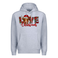 Heather Grey love christmas highland cow and turquoise gemstone Premium Hoodie - Jasminsmagicworld
