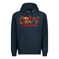 Navy love christmas highland cow and turquoise gemstone Premium Hoodie - Jasminsmagicworld