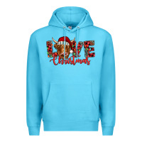 Ocean Blue love christmas highland cow and turquoise gemstone Premium Hoodie - Jasminsmagicworld