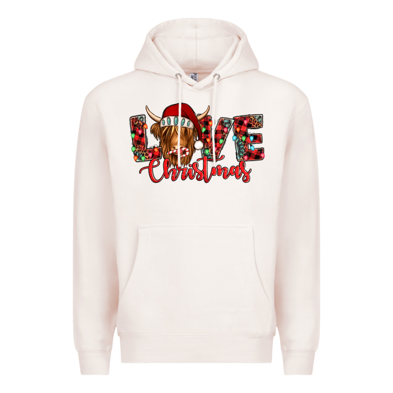 Love Christmas Highland Cow And Turquoise Gemstone Premium Hoodie by Jasminsmagicworld | Teevron