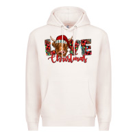 Pale Pink love christmas highland cow and turquoise gemstone Premium Hoodie - Jasminsmagicworld