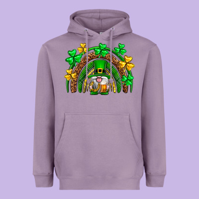 St. Patrick's Day Gnome Rainbow Heavyweight Hoodie Designed By Neo Western