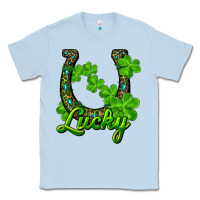 Dusty Blue Lucky shamrock horseshoe Classic Tee - RanaPortraitStore