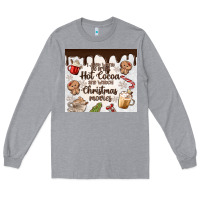Heather Grey i just want to drink hot cocoa Long Sleeve Tee - MaliasSmallBusiness