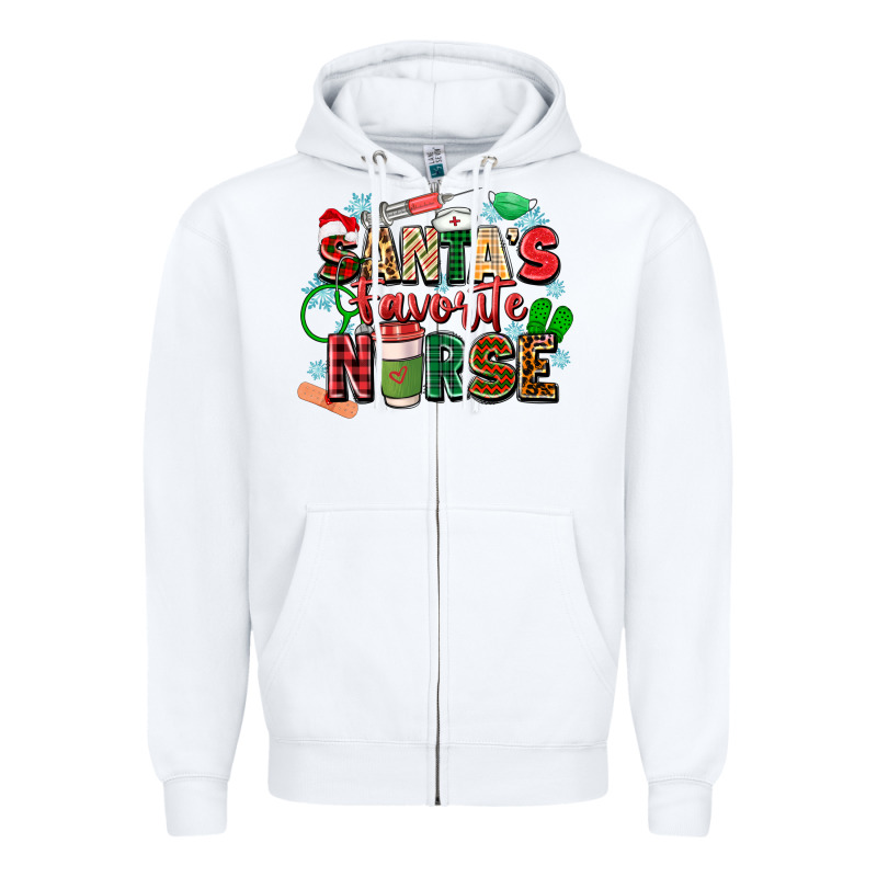 Santas Favorite Nurse Zipper Hoodie by Zillion Design Studio | Teevron