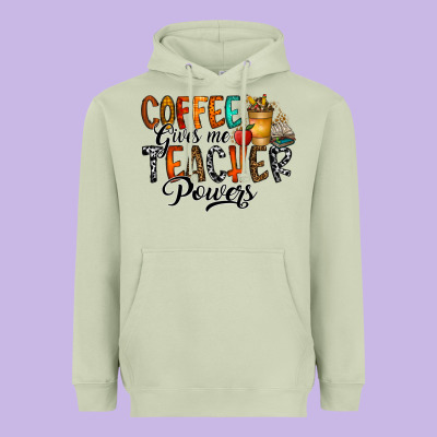 Coffee Gives Me Teacher Heavyweight Hoodie Designed By Cowhidedigitalart