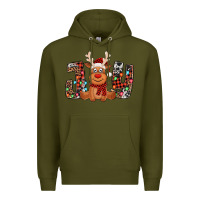 Army Green joy christmas reindeer Premium Hoodie - Jasminsmagicworld