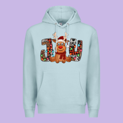 Joy Christmas Reindeer Premium Hoodie Designed By Jasminsmagicworld