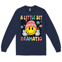 Navy a little bit dramatic Long Sleeve Tee - MaliasSmallBusiness