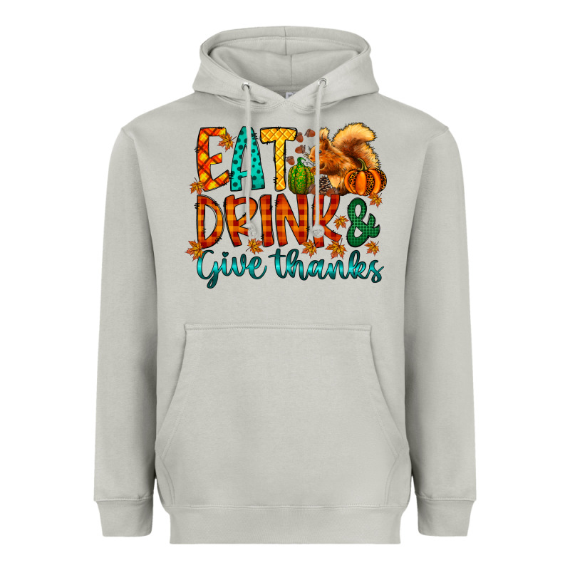 Eat Drink Give Thanks Heavyweight Hoodie by CowhideDigitalArt | Teevron